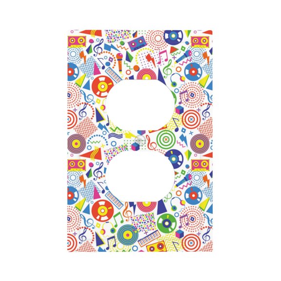 Kdxio Retro Musi Disco Decorator Light Switch or Receptacle Outlet Wall Plate Decorator Wall Plate Child Safe Outlet Cover-Style S