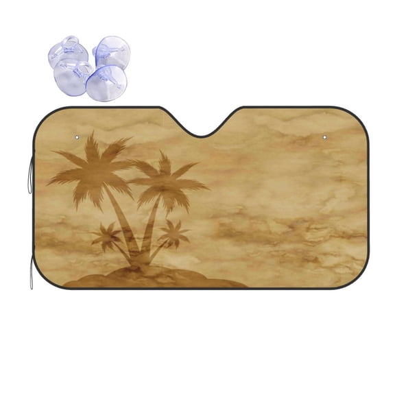Kdxio Retro Palm Tree Print Front Windshield Sun Shade,Folding Auto Sunshade for Car Truck SUV-Small