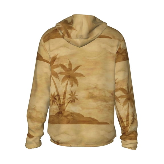 Kdxio Retro Palm Tree Print Women Men Sun Protection UPF 50  Jackets Zip Up Long Sleeve Hoodie Hiking Lightweight with Pockets