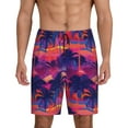 thumbnail image 1 of Kdxio Retro Palms Print Mens Sleep Shorts Bottoms Soft Comfy Pajama Wear Pants with Drawstring Pockets, 1 of 7