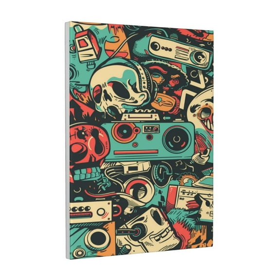 Kdxio Retro Pop Art Collage Pattern Canvas Wall Art 12x16 Inches - Waterproof HD Print Solid Wood Frame for Living Room & Bathroom,Vertical