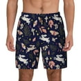 thumbnail image 1 of Kdxio Retro Rabbit Flower Print Men's Swim Trunks with Compression Liner 7 Inch Inseam Quick Dry Swim Shorts, 1 of 7