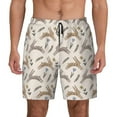 thumbnail image 1 of Kdxio Retro Rabbit Print Men's Swim Trunks with Compression Liner 7 Inch Inseam Quick Dry Swim Shorts, 1 of 7