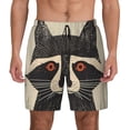 thumbnail image 1 of Kdxio Retro Raccoon Graphic Print Print Men's Swim Trunks with Compression Liner 7 Inch Inseam Quick Dry Swim Shorts, 1 of 5