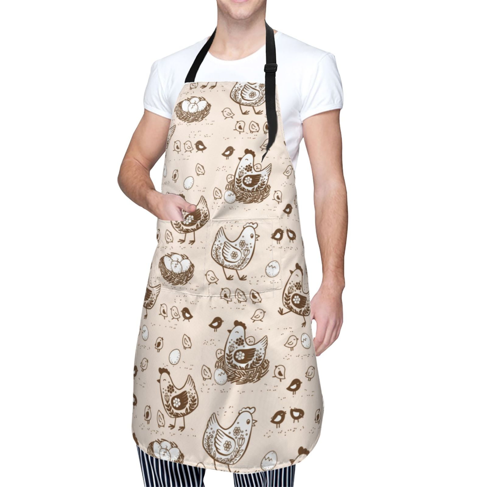 Kdxio Retro Rooster Apron with Pockets Adjustable Kitchen Aprons for Men Women Waterproof Aprons for Cooking,Drawing,Crafting, Baking Household Cleaning