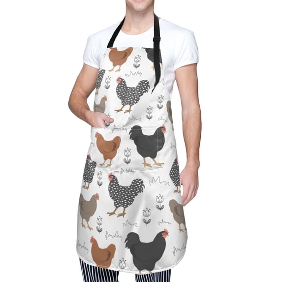 Kdxio Retro Rooster Apron with Pockets Adjustable Kitchen Aprons for Men Women Waterproof Aprons for Cooking,Drawing,Crafting, Baking Household Cleaning