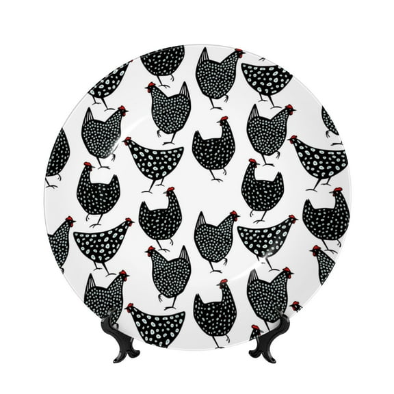 Kdxio Retro Rooster Bone China Decorative Plate Ceramic Decorative Plate for Home Office Wall Stand Decorative Plates for Home Bedroom-10in