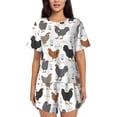 thumbnail image 1 of Kdxio Retro Rooster Print Pajamas Sets for Women Short-Sleeved Pjs with Lounge Shorts Two Piece Sleepwear S-4XL, 1 of 9