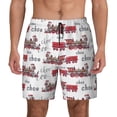 thumbnail image 1 of Kdxio Retro Train Print Men's Swim Trunks with Compression Liner 7 Inch Inseam Quick Dry Swim Shorts, 1 of 5