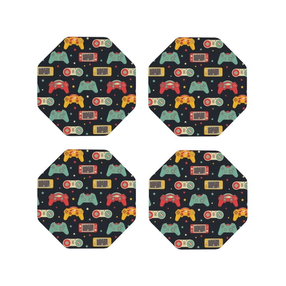 Kdxio Retro Video Game Funny Coasters,4 Pcs Leather Coasters,Housewarming Gifts,Protect Furniture From Water Marks Scratch And Damage