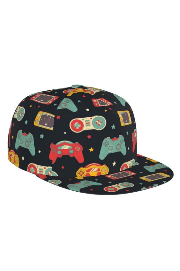 Retro Video Game Print Snapback Hat for Men Women,Adjustable Baseball Cap