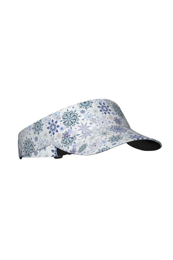 Retro ice blue snowflakes Print Sun Visor Hat Golf Visor Adjustable Velcro Outdoor Sports Cap for Men Women