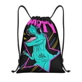 thumbnail image 1 of Kdxio Rex Dinosaur With Sunglasses Print Drawstring Backpack Bag,Waterproof Draw String Back Sack, Gym Drawstring Bags Swim Bag For Unisex, 1 of 9