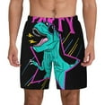 thumbnail image 1 of Kdxio Rex Dinosaur With Sunglasses Print Men'S Swim Trunks With Compression Liner 7 Inch Inseam Quick Dry Swim Shorts, 1 of 7