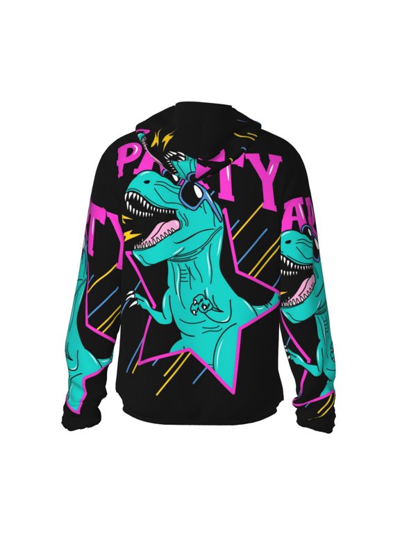 Rex Dinosaur With Sunglasses Print Women Men Sun Protection UPF 50+ Jackets Zip Up Long Sleeve Hoodie Hiking Lightweight with Pockets