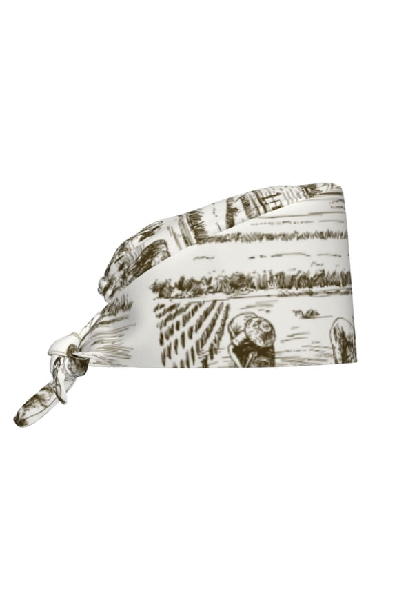 Rice Harvest Pattern Turban Hat for Women Men Comfortable Adjustable Cleaning Working Cap with Sweatband