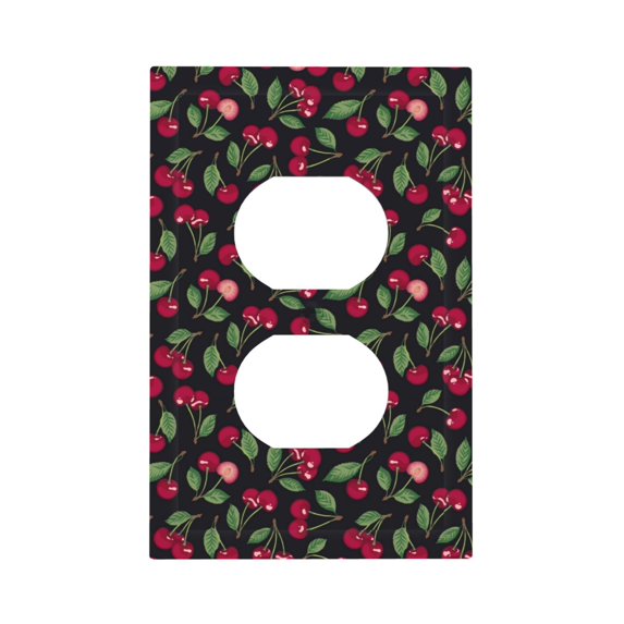 Kdxio Ripe Red Cherry Decorator Light Switch or Receptacle Outlet Wall Plate Decorator Wall Plate Child Safe Outlet Cover-Style S