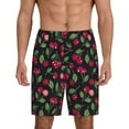 thumbnail image 1 of Kdxio Ripe Red Cherry Print Mens Sleep Shorts Bottoms Soft Comfy Pajama Wear Pants with Drawstring Pockets, 1 of 5