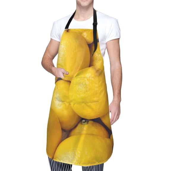 Kdxio Ripe Yellow Lemon Apron with Pockets Adjustable Kitchen Aprons for Men Women Waterproof Aprons for Cooking,Drawing,Crafting, Baking Household Cleaning