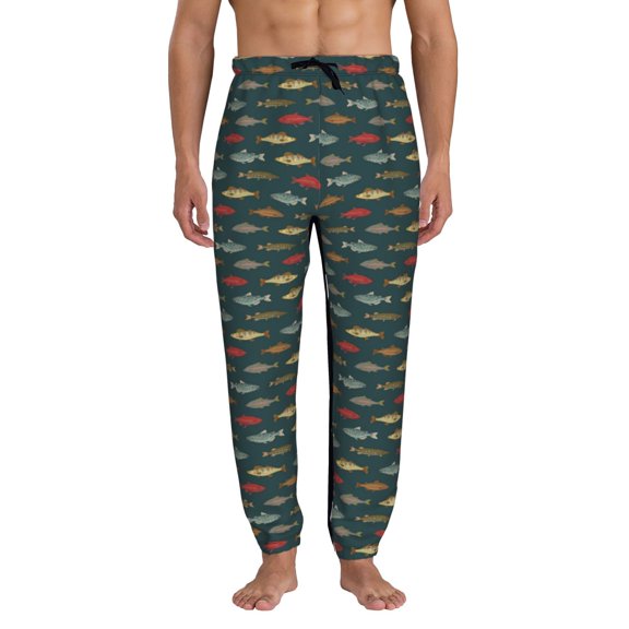 Kdxio River Freshwater Fish Pattern Joggers,Sweatpants for Men with Pockets-Large