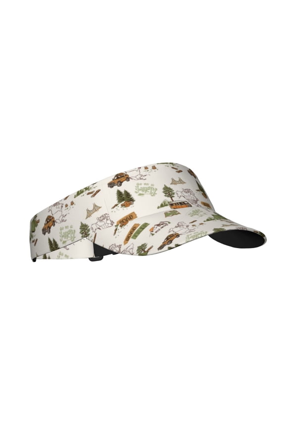 Road Trip Print Sun Visor Hat Golf Visor Adjustable Velcro Outdoor Sports Cap for Men Women