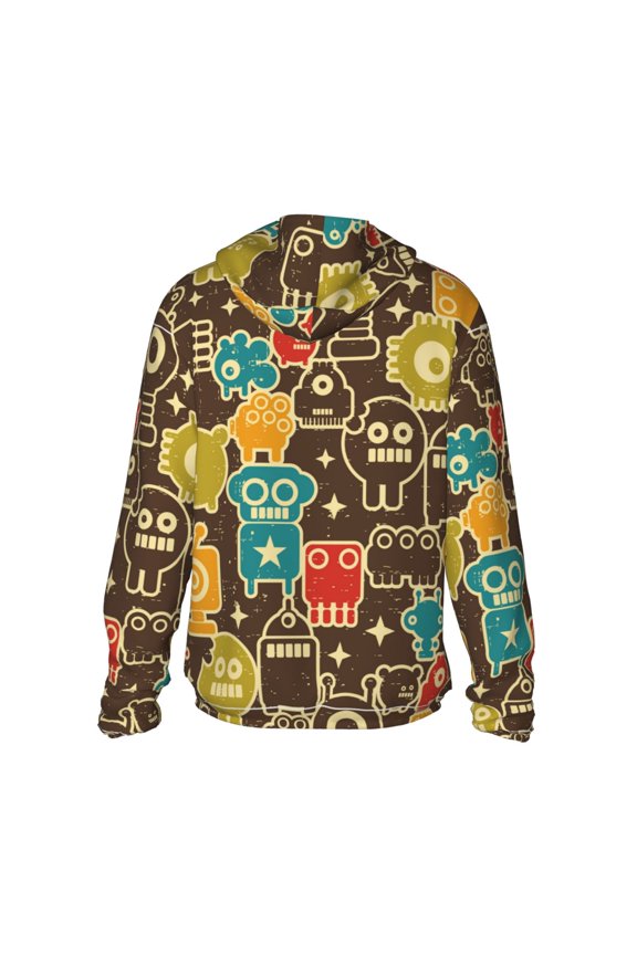 Robot and Monsters Print Women Men Sun Protection UPF 50+ Jackets Zip Up Long Sleeve Hoodie Hiking Lightweight with Pockets