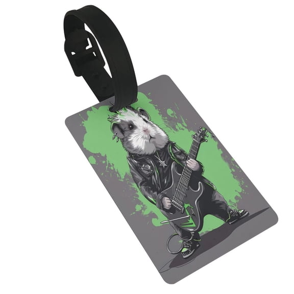 Kdxio Rock Guitar Guinea Pig Luggage Tags Privacy Cover ID Label Suitcase Tags Identifiers For School Bags,Suitcases