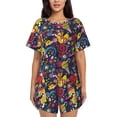 thumbnail image 1 of Kdxio Rock Music Print Pajamas Sets for Women Short-Sleeved Pjs with Lounge Shorts Two Piece Sleepwear S-4XL, 1 of 5