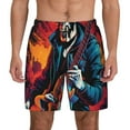 thumbnail image 1 of Kdxio Rock Skull Singer Print Men's Swim Trunks with Compression Liner 7 Inch Inseam Quick Dry Swim Shorts, 1 of 5