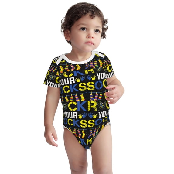 Kdxio Rock Your Socks Pattern Unisex Baby Cotton Short Sleeve Bodysuits-3 Months