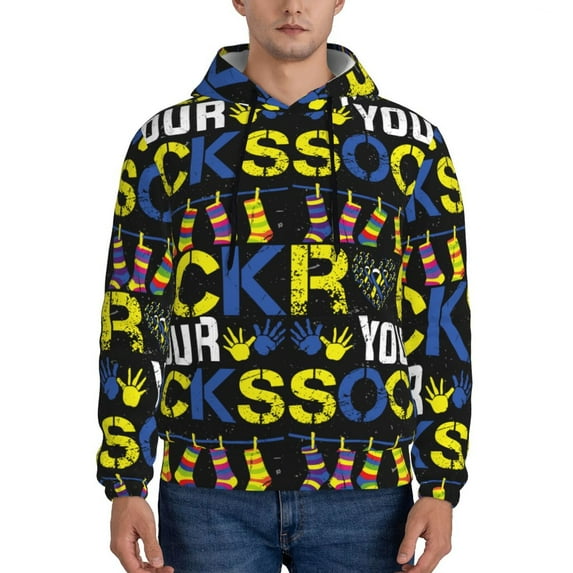 Kdxio Rock Your Socks Print Mens Casual Hooded Collar Drawstring Hoodies Pullover Sweatshirts Casual Long Sleeve Shirts-X-Large
