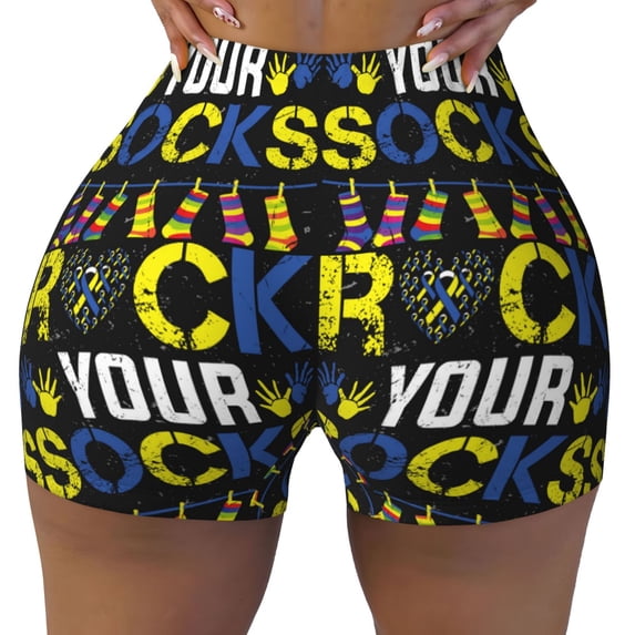 Kdxio Rock Your Socks Print Workout Shorts for Women Seamless Soft Smooth Gym Yoga Scrunch Active Shorts