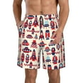thumbnail image 1 of Kdxio Rocket Pattern Pattern Mens Casual Shorts - Drawstring Summer Beach Sports Shorts for Men, 1 of 9