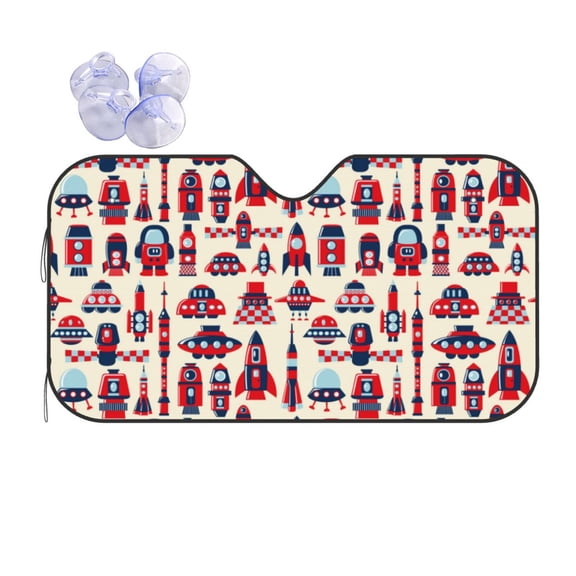 Kdxio Rocket Pattern Print Front Windshield Sun Shade,Folding Auto Sunshade for Car Truck SUV-Small