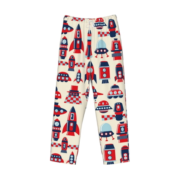 Kdxio Rocket Pattern Print Men's Sleep Pajama Pant Lounge Pants with Pockets