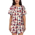thumbnail image 1 of Kdxio Rocket Pattern Print Pajamas Sets for Women Short-Sleeved Pjs with Lounge Shorts Two Piece Sleepwear S-4XL, 1 of 9