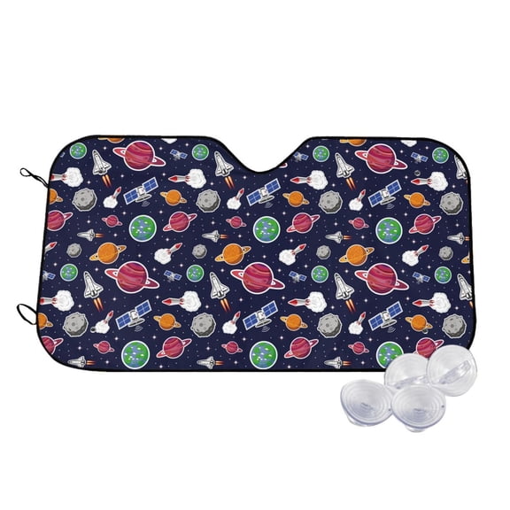 Kdxio Rocket Satellite Print Windshield Sun Shade,UV Rays and Sun Heat Protection,Sunshade for Car Windshield,Car Shade Front Windshield - Small