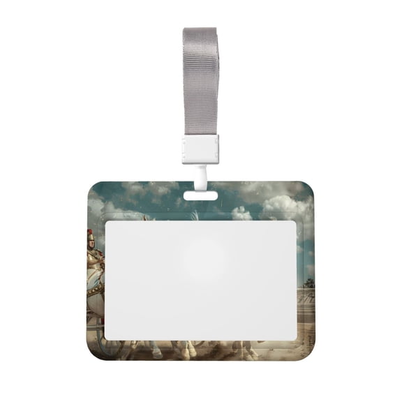 Kdxio Roman Chariot Horse Race Card Badge Holder Work Badge Sleeve for Office, School, Factory, ID Credit Cards, Driver Licenses and Passes