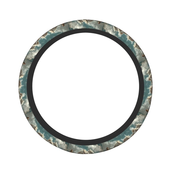 Kdxio Roman Chariot Horse Race Print Elastic Stretch Steering Wheel Cover,Auto Steering Wheel Cover,15 Inch Anti-Slip,Warm in Winter and Cool in Summer,Fit Suvs,Vans Cars,Trucks