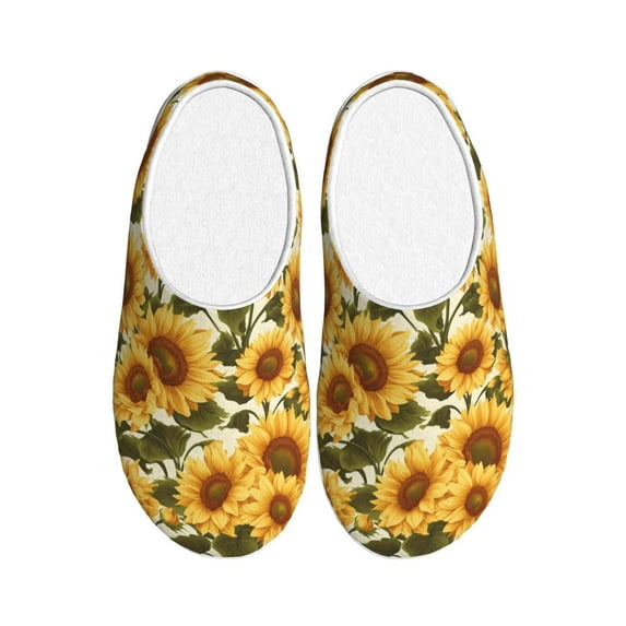 Kdxio Romantic Elegant Sunflower Women's Men's Slippers Plush Slip-On House Slipper for Winter Indoor Soft Cushion Non-slip Fluffy Slides Slippers-8