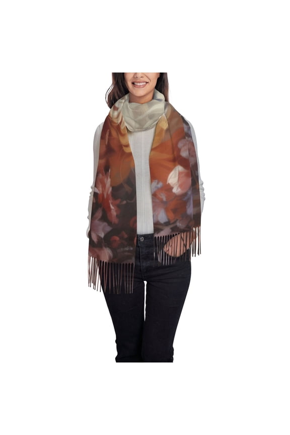 Romantic Flower Fox Couple Women's Scarf Womens Winter Scarf, Fashion Scarfs for Women, Shawls and Wraps, Long Blanket Scarf