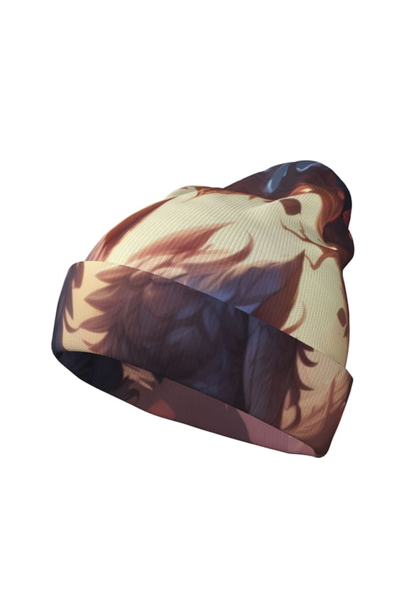 Romantic Rose Animal Couple Winter Beanie for Men Women Beanie Knit Hat Cuffed Cap Beanie Knit Chunky Snow Cap