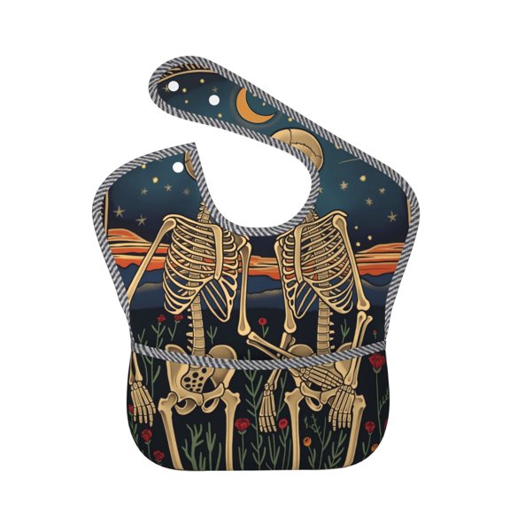 Kdxio Romantic Skeletons Under Moon Bibs For Babies, Baby Bibs for Eating, Toddler Bibs, Waterproof Bibs, Feeding Bibs, for Toddlers, Boys, Girls