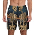 thumbnail image 1 of Kdxio Romantic Skeletons Under Moon Print Men's Swim Trunks with Compression Liner 7 Inch Inseam Quick Dry Swim Shorts, 1 of 5