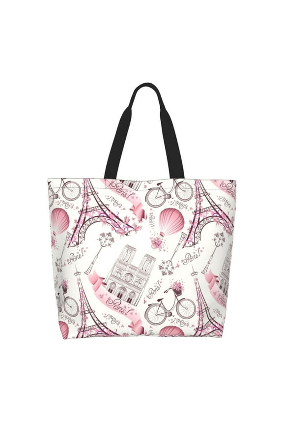 Romantic Travel In Paris Casual Tote Bags Women Big Capacity Shoulder Bag for Women Travel Shoulder Bags Handbags