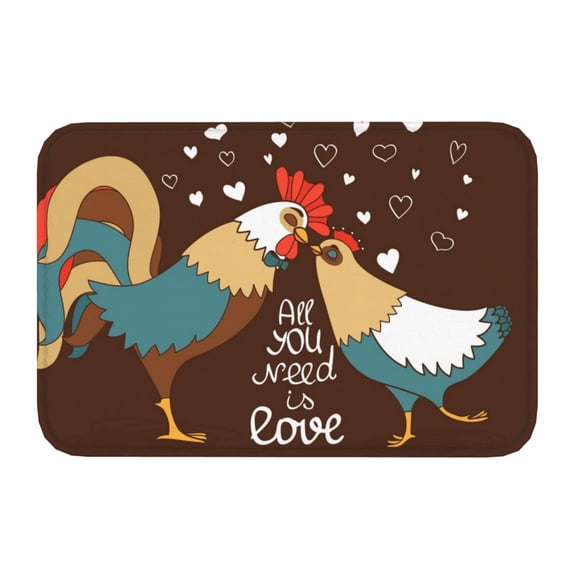 Kdxio Rooster And Chicken,16" x 24", Non-Slip Front Door Mats,Outdoor Welcome Mat Washable
