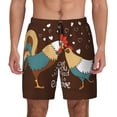 thumbnail image 1 of Kdxio Rooster And Chicken Print Men'S Swim Trunks With Compression Liner 7 Inch Inseam Quick Dry Swim Shorts, 1 of 7