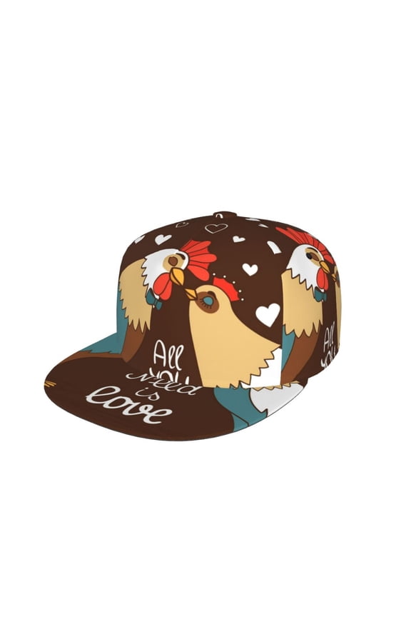 Rooster And Chicken Print Snapback Hat for Men Women,Adjustable Baseball Cap