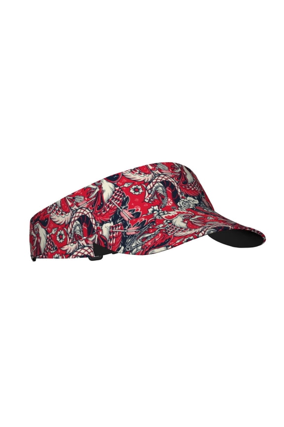 Rooster Head Print Sun Visor Hat Golf Visor Adjustable Velcro Outdoor Sports Cap for Men Women