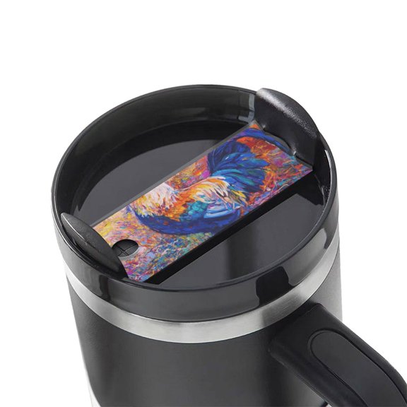 Kdxio Rooster Oil Painting Name Plate Compatible Stanley Cups Name Tag Acrylic Nameplate Tumbler Lid Topper for Cup Accessories